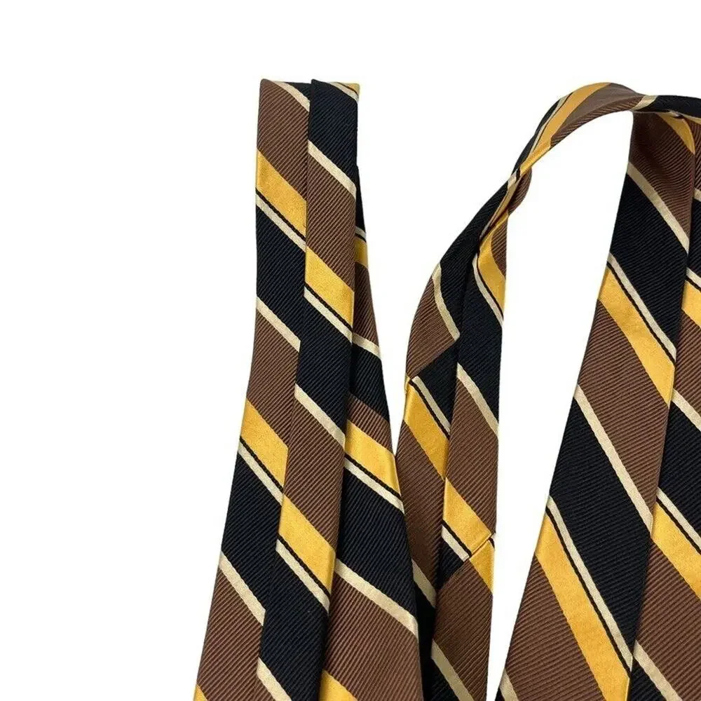Jos A Bank Signature Collection Mens Striped Italy Made Brown Yellow Tie Necktie